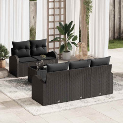 Zestaw Sof na Ogród Czarny 55 x 55 x 37 cm polirattan