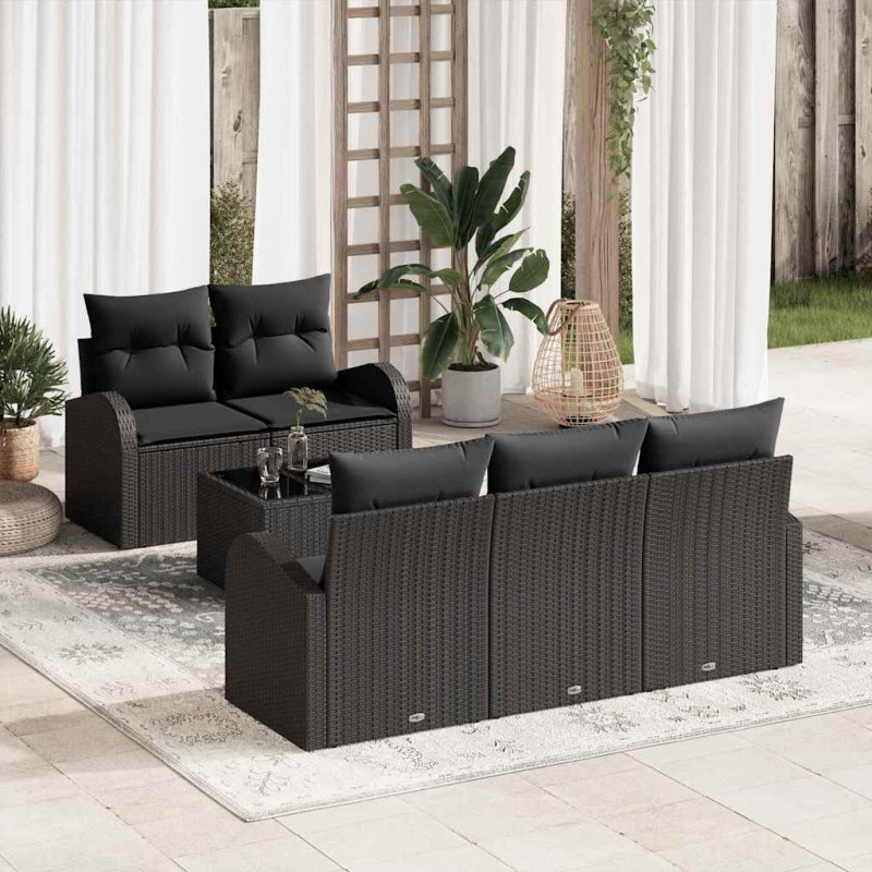 Zestaw Sof na Ogród Czarny 55 x 55 x 37 cm polirattan