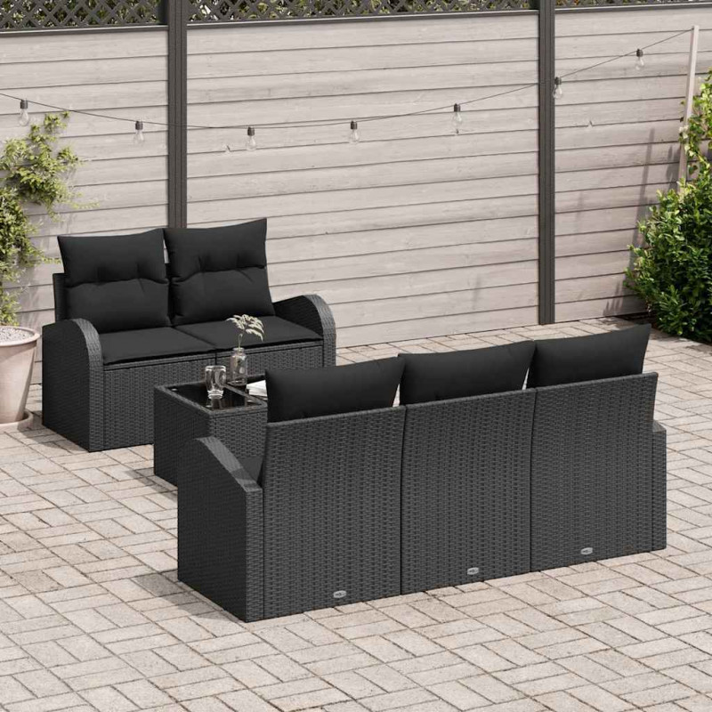 Zestaw Sof na Ogród Czarny 55 x 55 x 37 cm polirattan