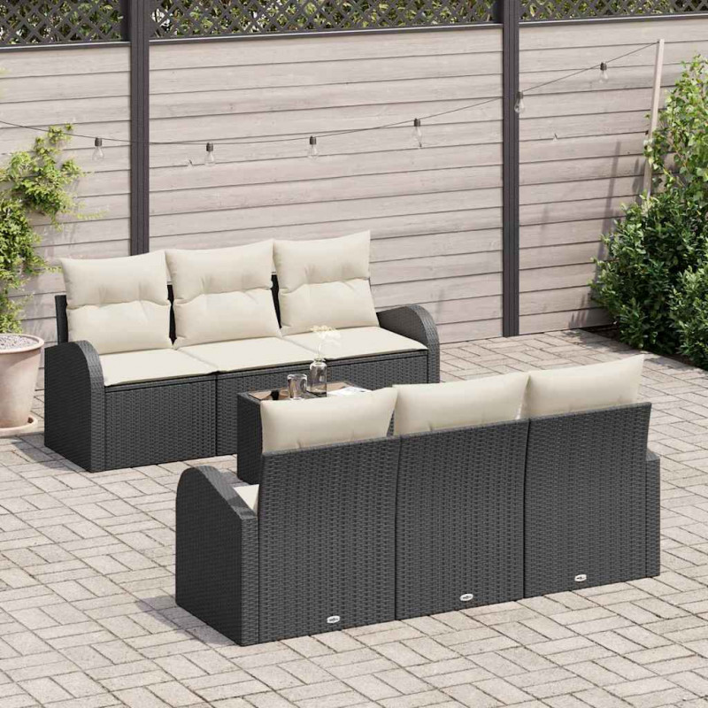 Zestaw Sof na Ogród Czarny 55 x 55 x 37 cm polirattan