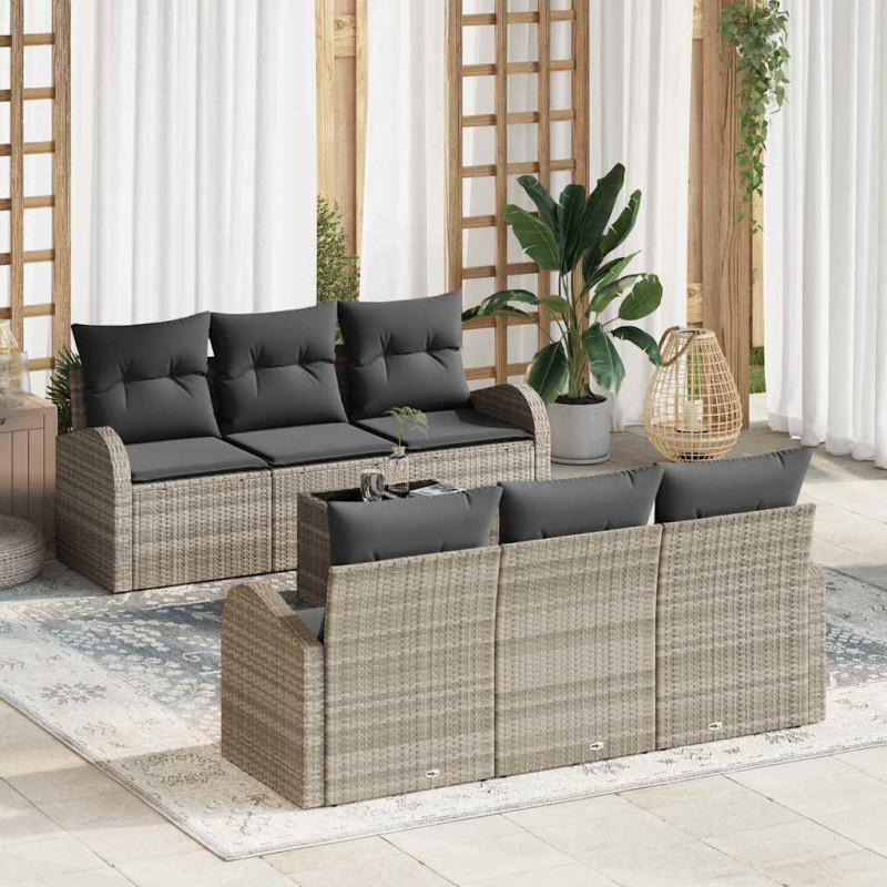 Zestaw Sof na Ogród Jasnoszary 55 x 55 x 37 cm polirattan
