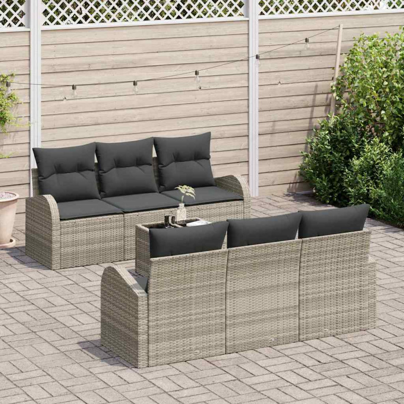 Zestaw Sof na Ogród Jasnoszary 55 x 55 x 37 cm polirattan
