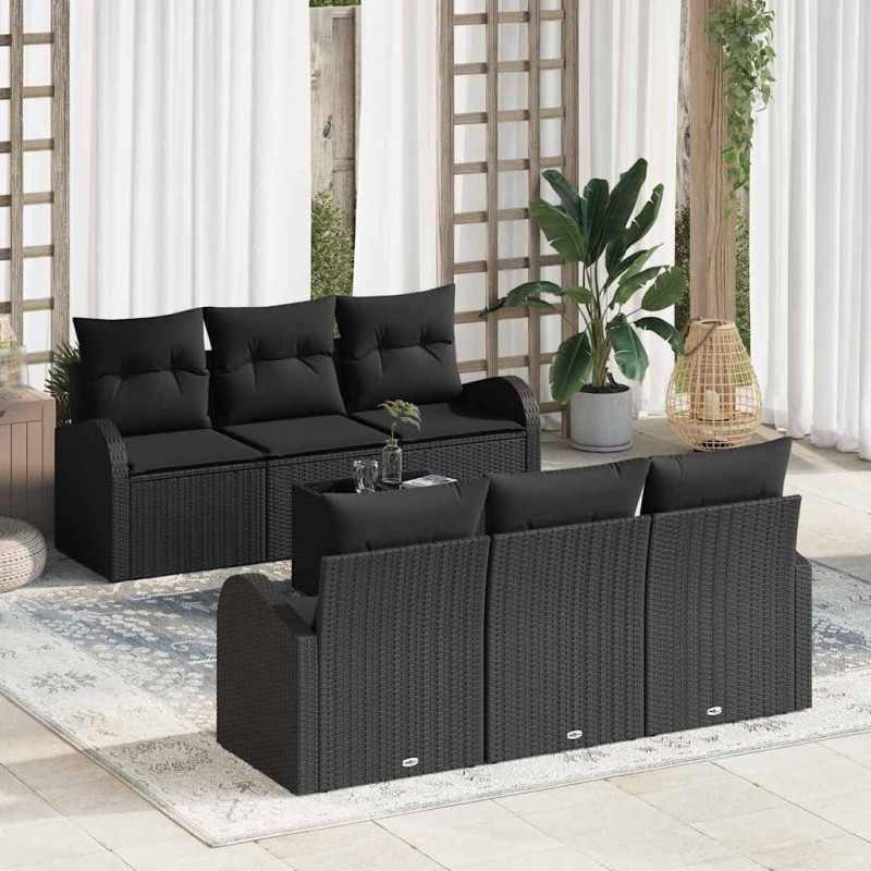 Zestaw Sof na Ogród Czarny 55 x 55 x 37 cm polirattan