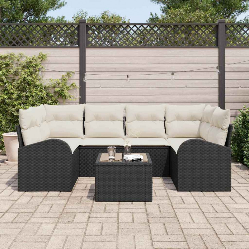 Zestaw Sof na Ogród Czarny 55 x 55 x 37 cm polirattan