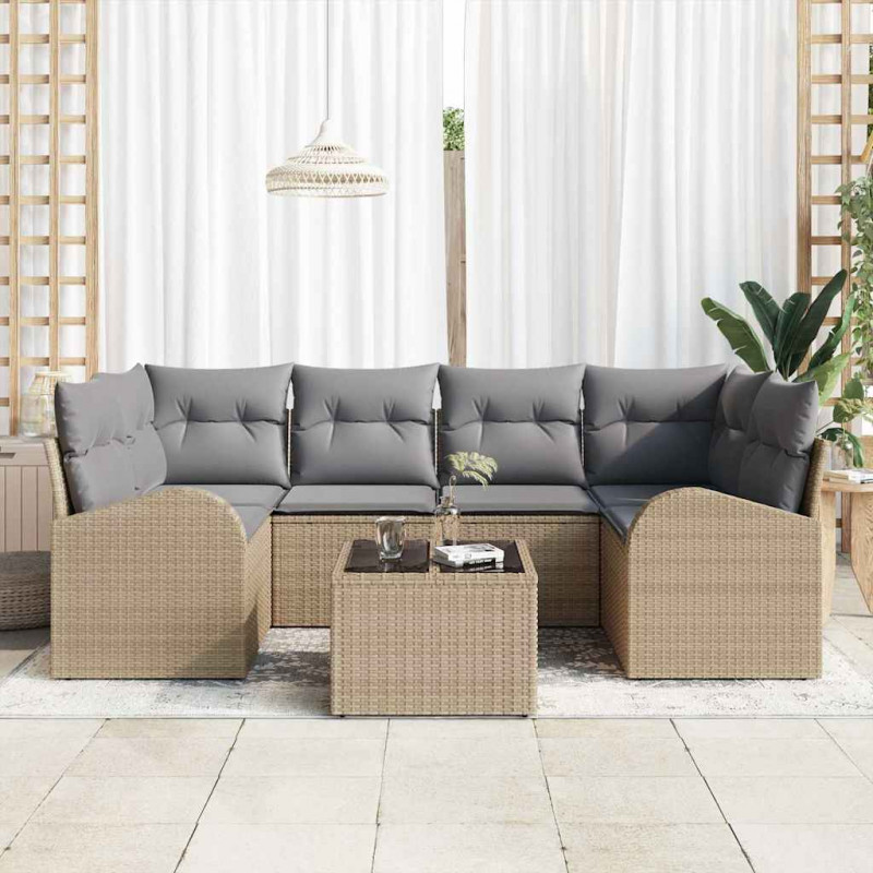 Zestaw Sof na Ogród Beżowy 55 x 55 x 37 cm polirattan
