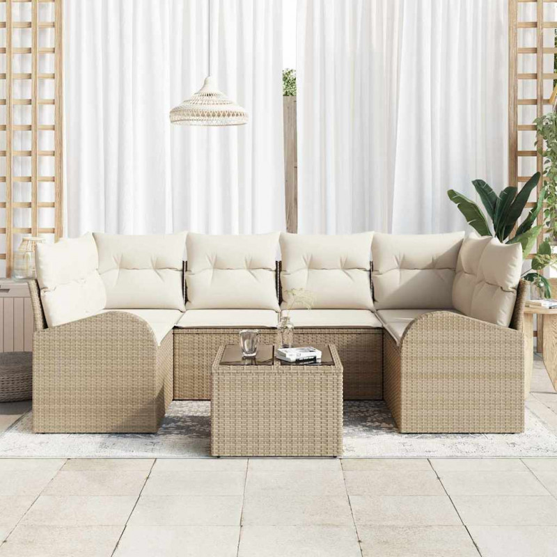 Zestaw Sof na Ogród Beżowy 55 x 55 x 37 cm polirattan