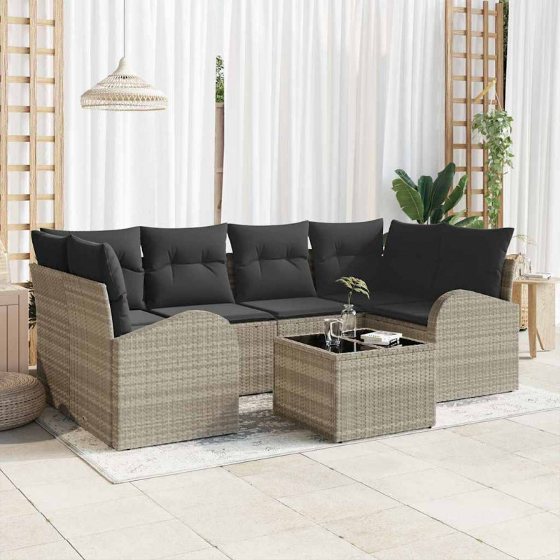Zestaw Sof na Ogród Jasnoszary 55 x 55 x 37 cm polirattan