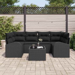 Zestaw Sof na Ogród Czarny 55 x 55 x 37 cm polirattan