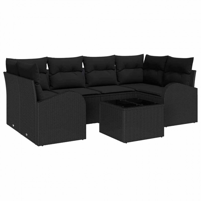 Zestaw Sof na Ogród Czarny 55 x 55 x 37 cm polirattan