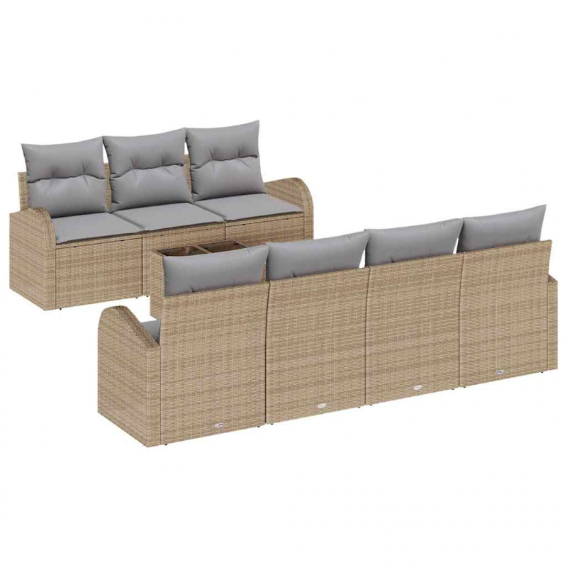 Zestaw Sof na Ogród Beżowy 55 x 55 x 37 cm polirattan