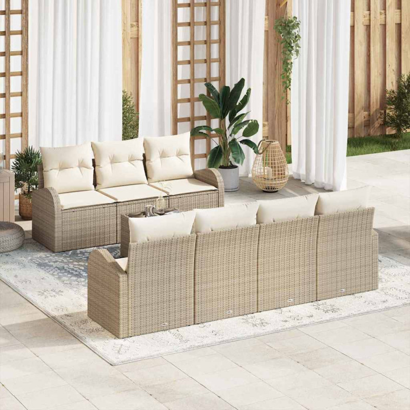 Zestaw Sof na Ogród Beżowy 55 x 55 x 37 cm polirattan