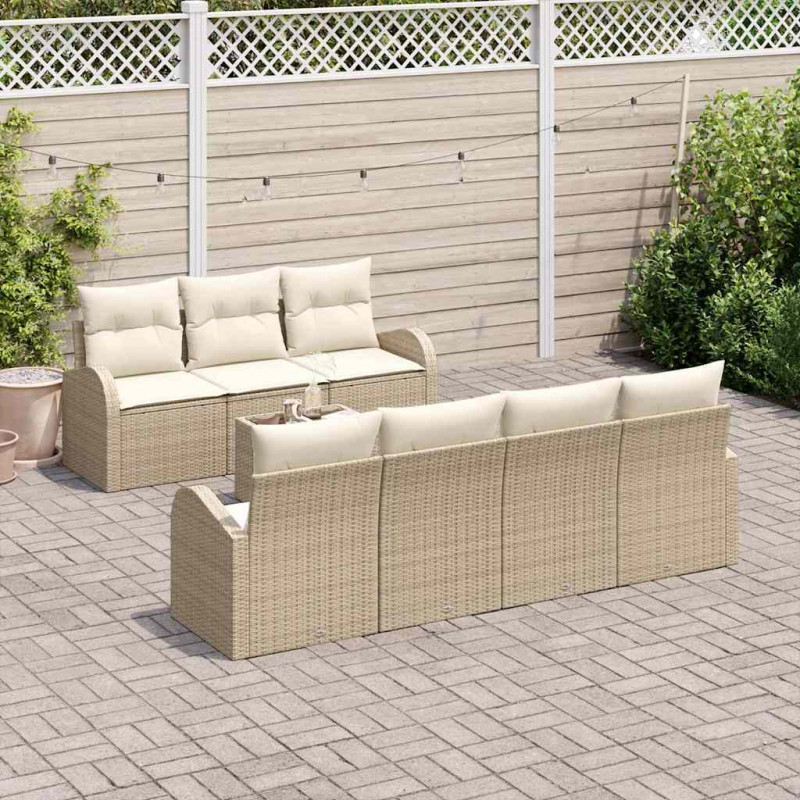 Zestaw Sof na Ogród Beżowy 55 x 55 x 37 cm polirattan