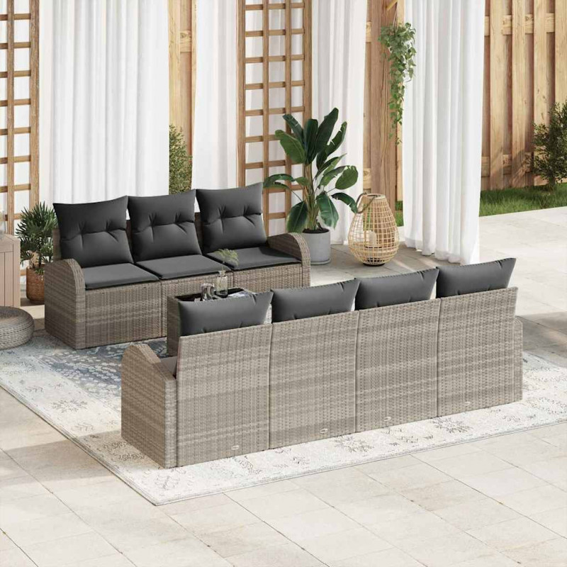 Zestaw Sof na Ogród Jasnoszary 55 x 55 x 37 cm polirattan