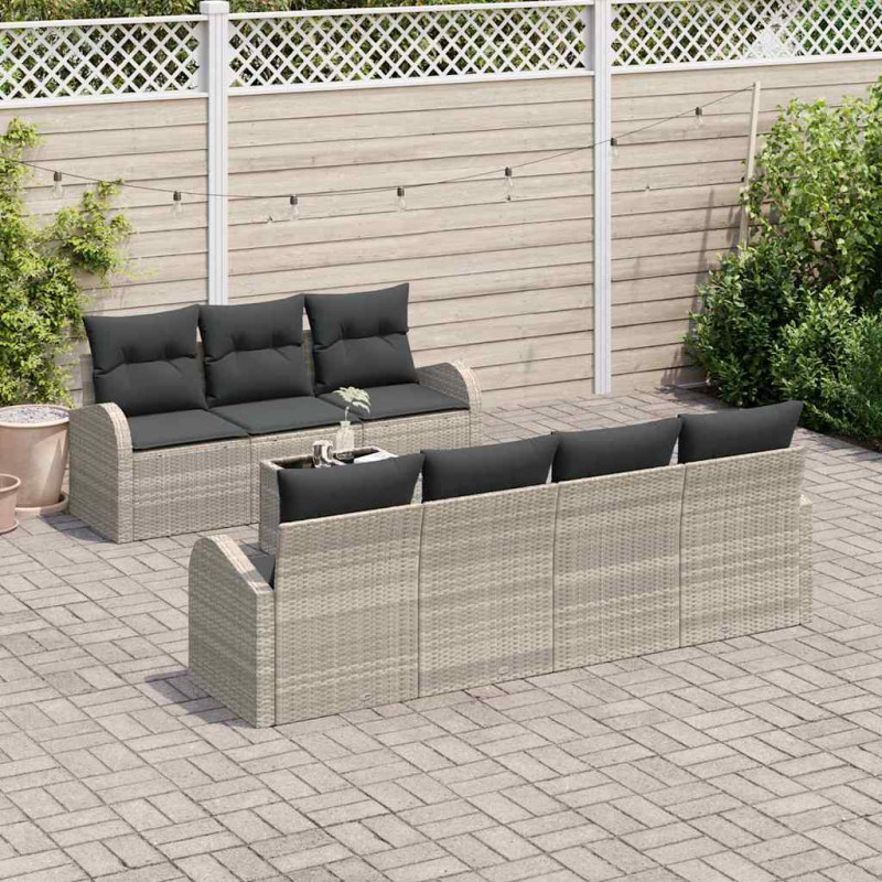 Zestaw Sof na Ogród Jasnoszary 55 x 55 x 37 cm polirattan