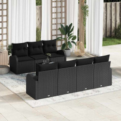 Zestaw Sof na Ogród Czarny 55 x 55 x 37 cm polirattan