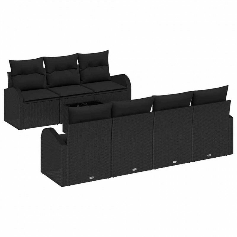 Zestaw Sof na Ogród Czarny 55 x 55 x 37 cm polirattan