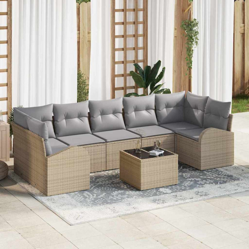 Zestaw Sof na Ogród Beżowy 55 x 55 x 37 cm polirattan