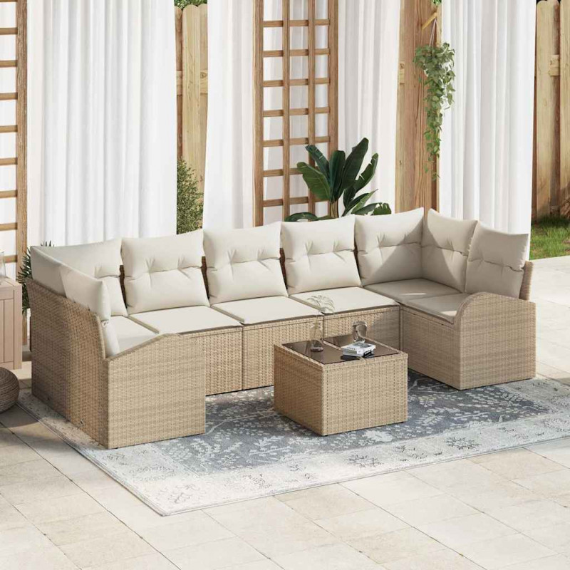 Zestaw Sof na Ogród Beżowy 55 x 55 x 37 cm polirattan