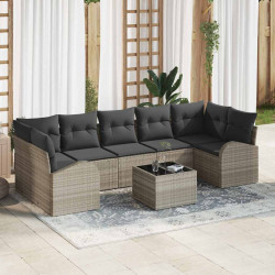 Zestaw Sof na Ogród Jasnoszary 55 x 55 x 37 cm polirattan