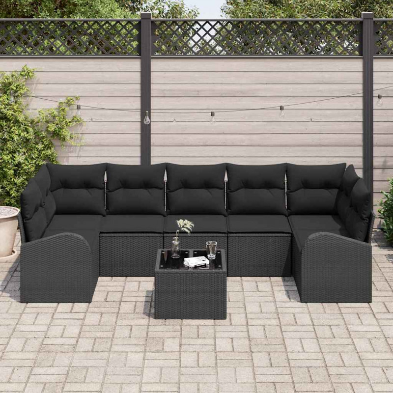 Zestaw Sof na Ogród Czarny 55 x 55 x 37 cm polirattan