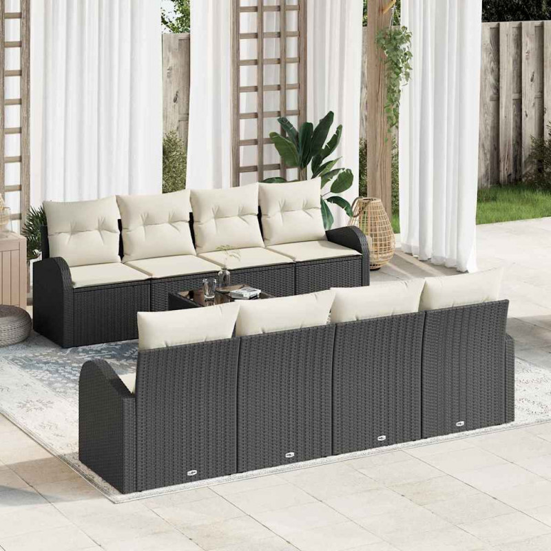 Zestaw Sof na Ogród Czarny 55 x 55 x 37 cm polirattan