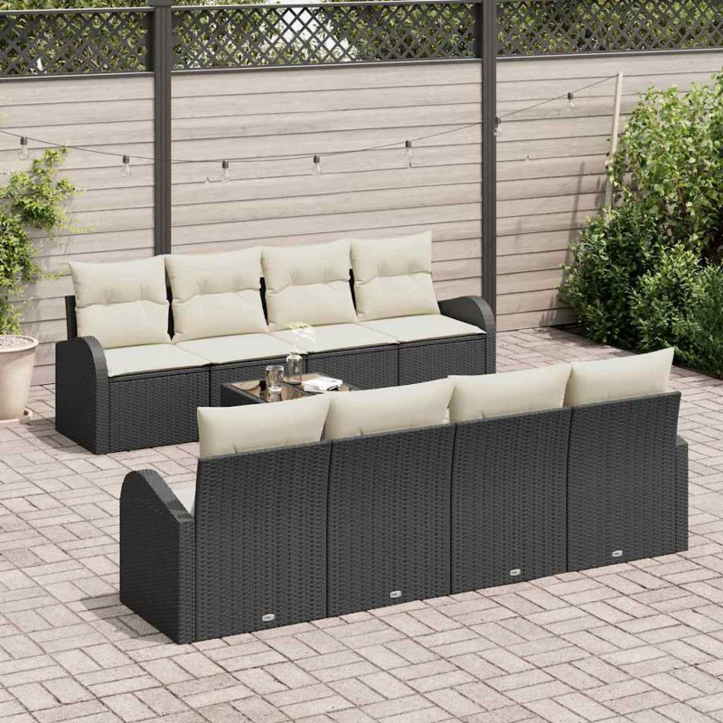 Zestaw Sof na Ogród Czarny 55 x 55 x 37 cm polirattan