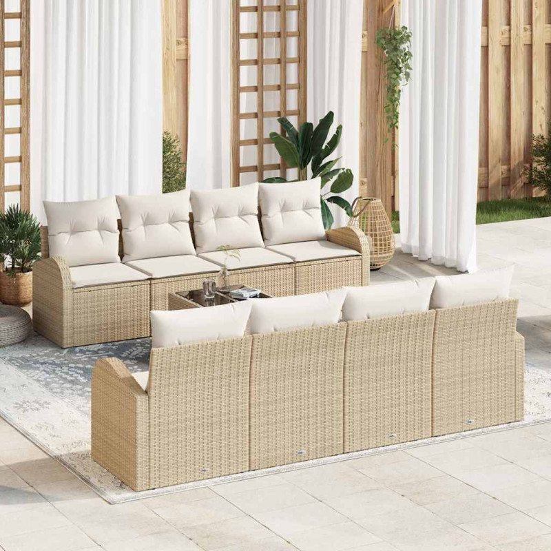 Zestaw Sof na Ogród Beżowy 55 x 55 x 37 cm polirattan