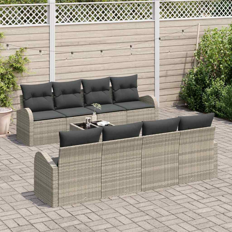 Zestaw Sof na Ogród Jasnoszary 55 x 55 x 37 cm polirattan