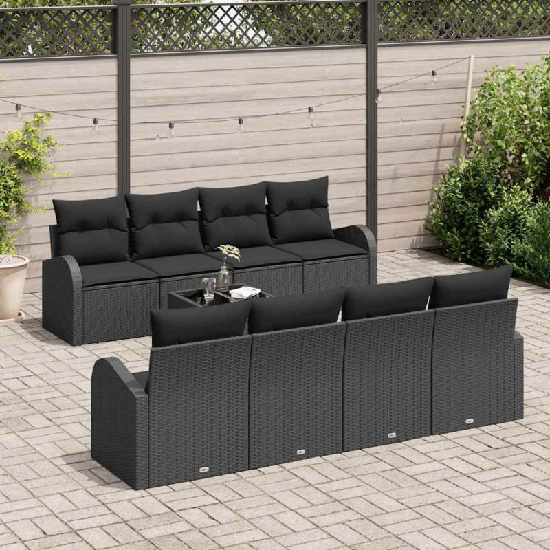 Zestaw Sof na Ogród Czarny 55 x 55 x 37 cm polirattan
