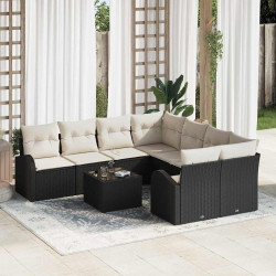 Zestaw Sof na Ogród Czarny 55 x 55 x 37 cm polirattan