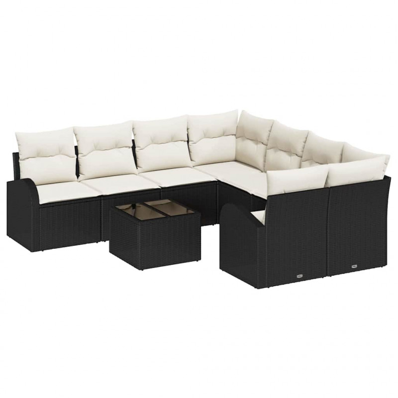 Zestaw Sof na Ogród Czarny 55 x 55 x 37 cm polirattan