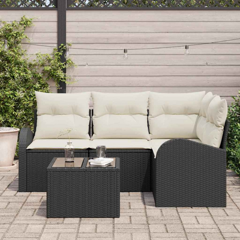 Zestaw Sof na Ogród 5 pcs Czarny polirattan