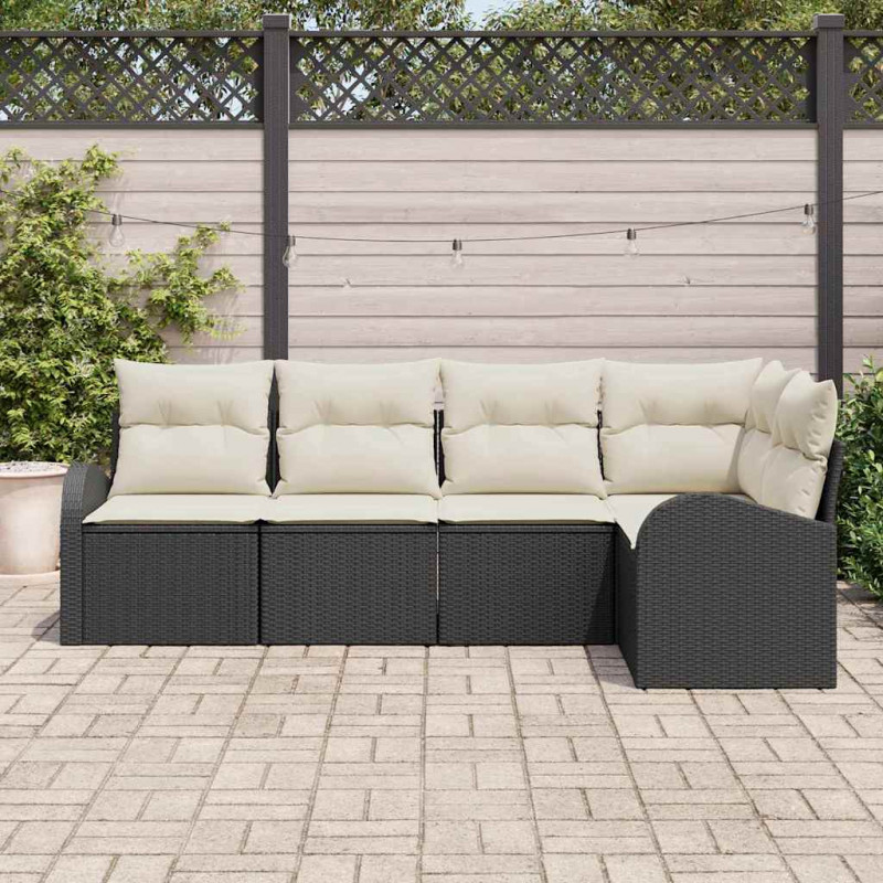 Zestaw Sof z poduszką 5 pcs Czarny Poliester