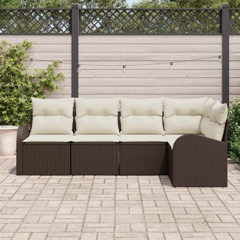 Zestaw Sof z poduszką 5 pcs Brązowy Poliester