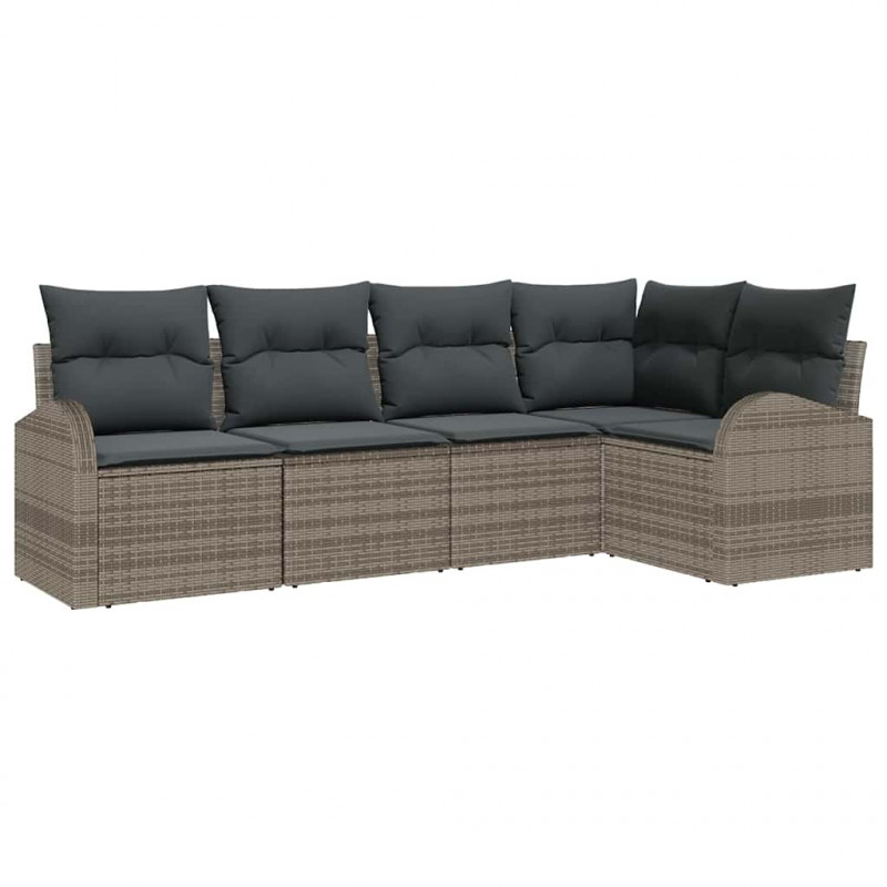 Zestaw Sof z poduszką 5 pcs Szary Poliester