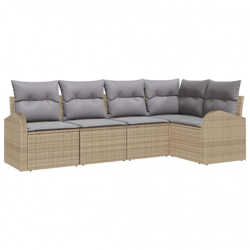 Zestaw Sof z poduszką 5 pcs Beżowy Poliester