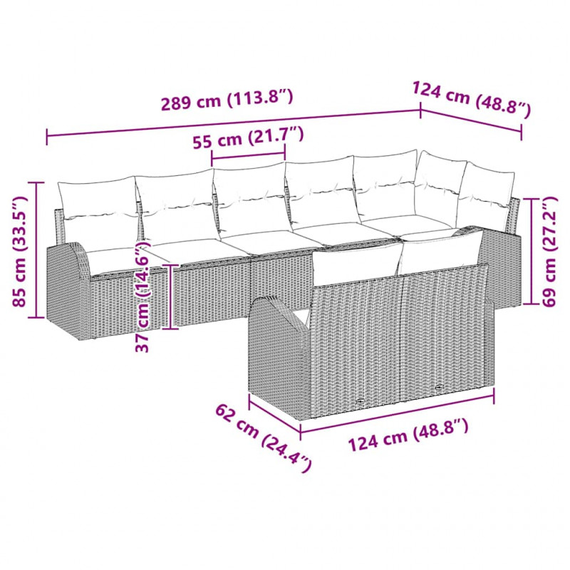 Zestaw Sof na Ogród 8 pcs polirattan