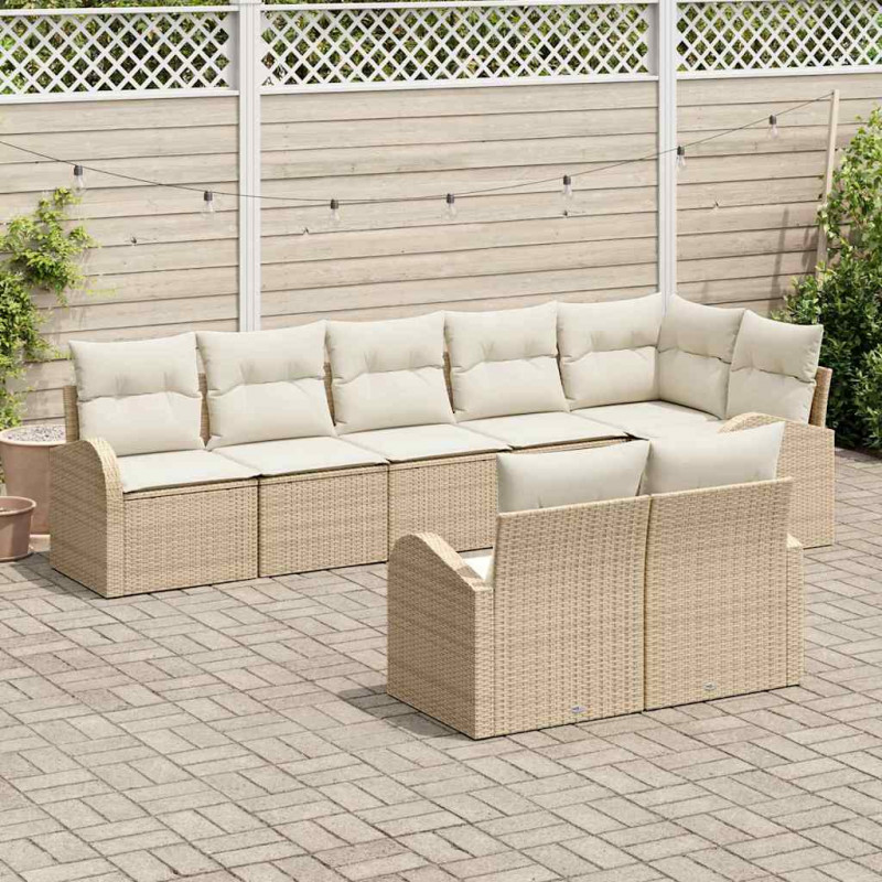 Zestaw Sof na Ogród Beżowy i kremowy 55 x 55 x 37 cm polirattan