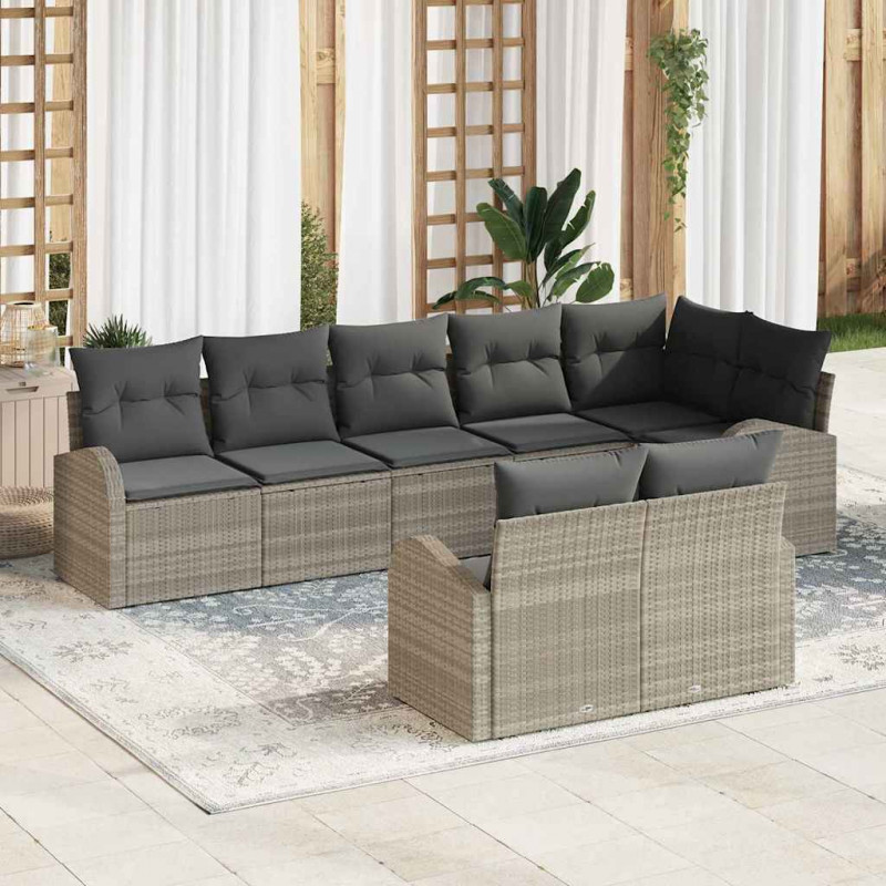 Zestaw Sof na Ogród Jasnoszary 55 x 55 x 37 cm polirattan