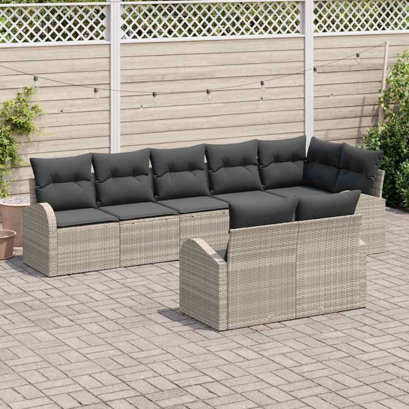 Zestaw Sof na Ogród Jasnoszary 55 x 55 x 37 cm polirattan