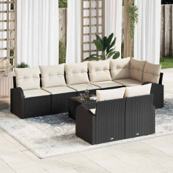 Zestaw Sof na Ogród Czarny i kremowy 55 x 55 x 37 cm polirattan
