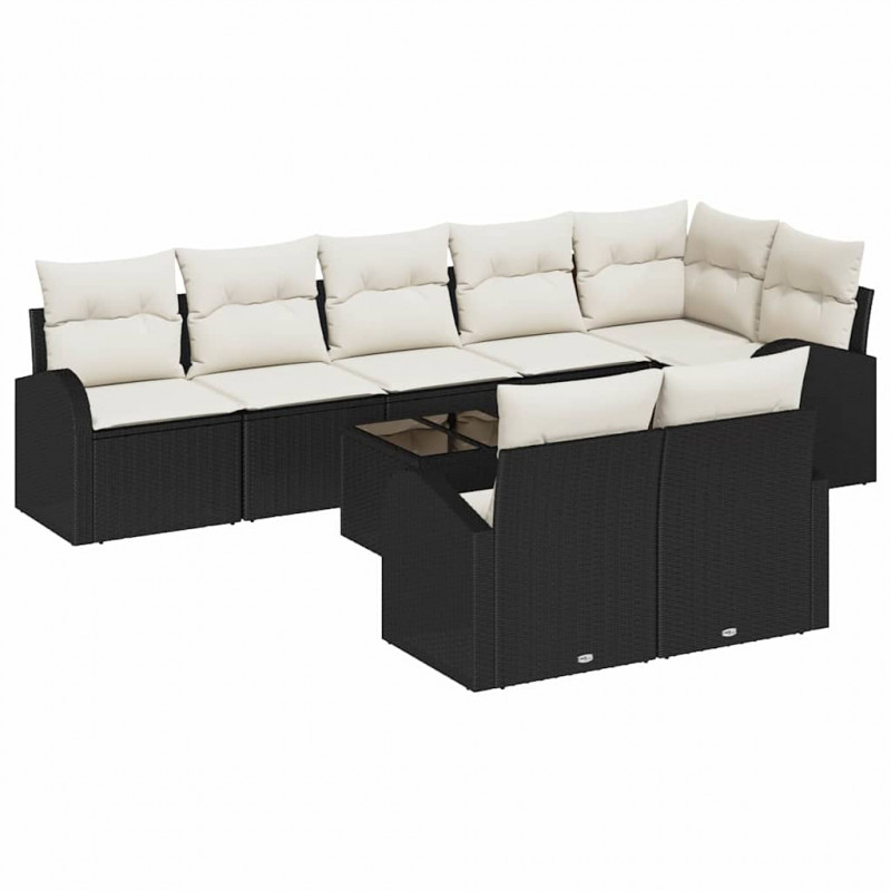 Zestaw Sof na Ogród Czarny i kremowy 55 x 55 x 37 cm polirattan