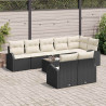 Zestaw Sof na Ogród Czarny i kremowy 55 x 55 x 37 cm polirattan