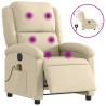 Rozkładany fotel masujący, elektryczny, kremowy, tkanina