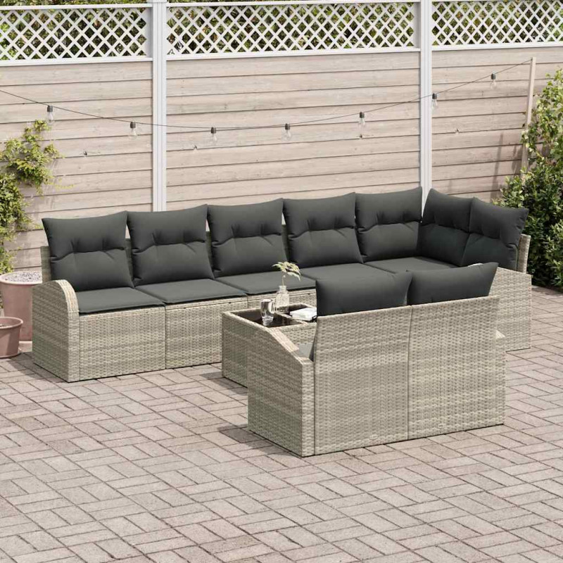 Zestaw Sof na Ogród Jasnoszary 55 x 55 x 37 cm polirattan