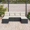 Zestaw Sof na Ogród z poduszką 6 pcs Czarny Rattan poli