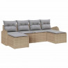 Zestaw Sof na Ogród z poduszką 6 pcs Beżowy Rattan poli