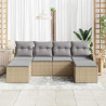 Zestaw Sof na Ogród z poduszką 6 pcs Beżowy Rattan poli