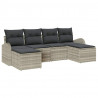 Zestaw Sof na Ogród z poduszką 6 pcs Jasnoszary Rattan poli