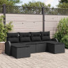 Zestaw Sof na Ogród z poduszką 6 pcs Czarny Rattan poli